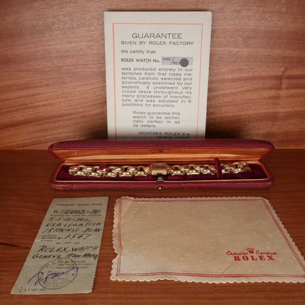 1946 Rolex “Golden Cascade” Exceptional 18k Ladies Cocktail Watch with Original Box,Papers & Receipt