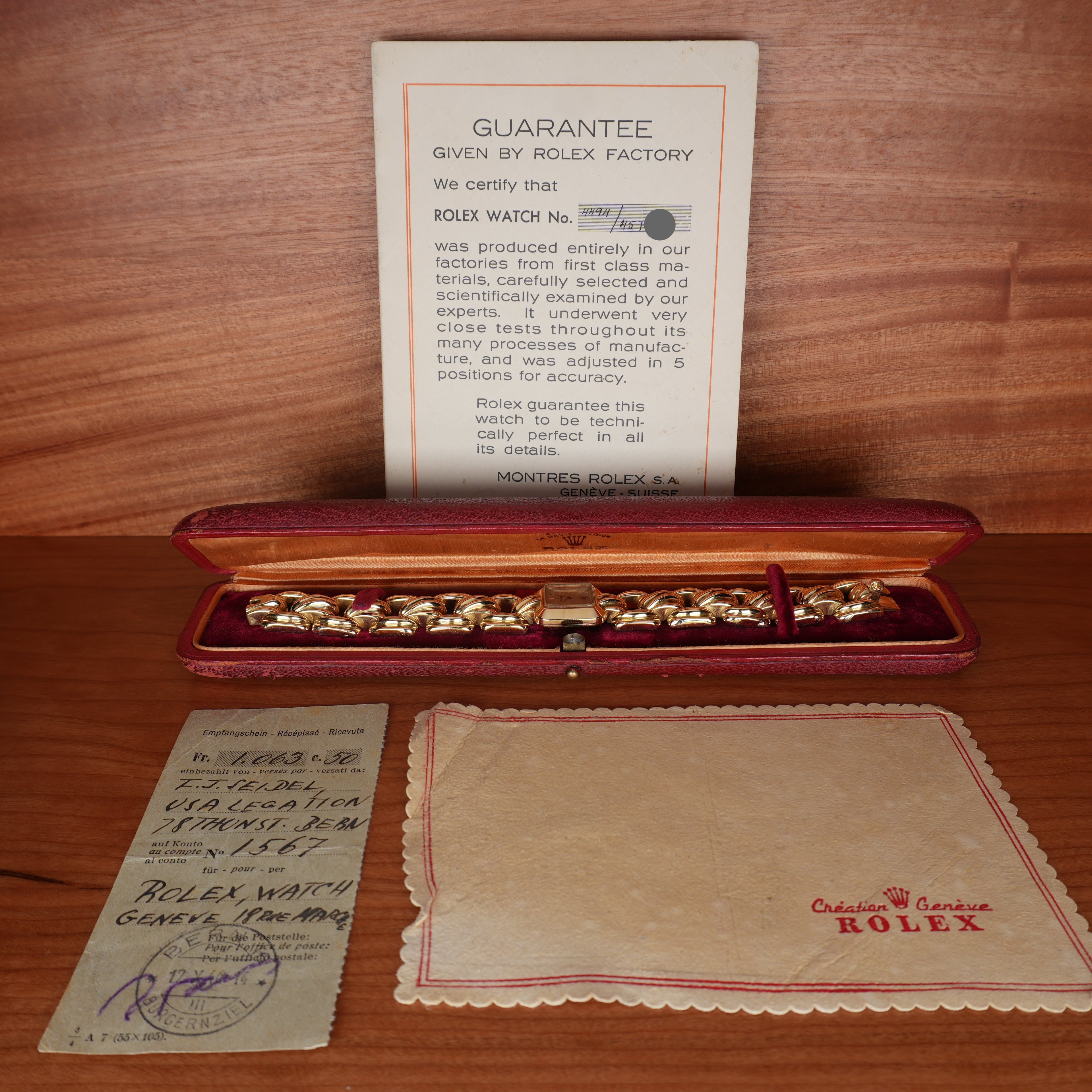 1946 Rolex “Golden Cascade” Exceptional 18k Ladies Cocktail Watch with Original Box,Papers & Receipt