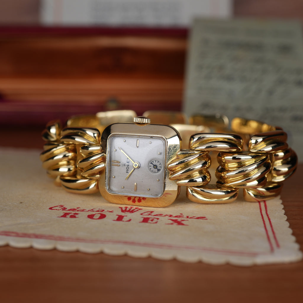 1946 Rolex “Golden Cascade” Exceptional 18k Ladies Cocktail Watch with Original Box,Papers & Receipt