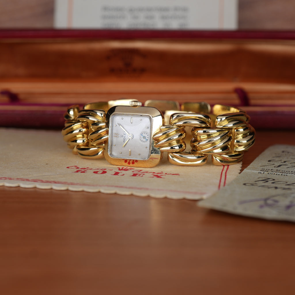 1946 Rolex “Golden Cascade” Exceptional 18k Ladies Cocktail Watch with Original Box,Papers & Receipt