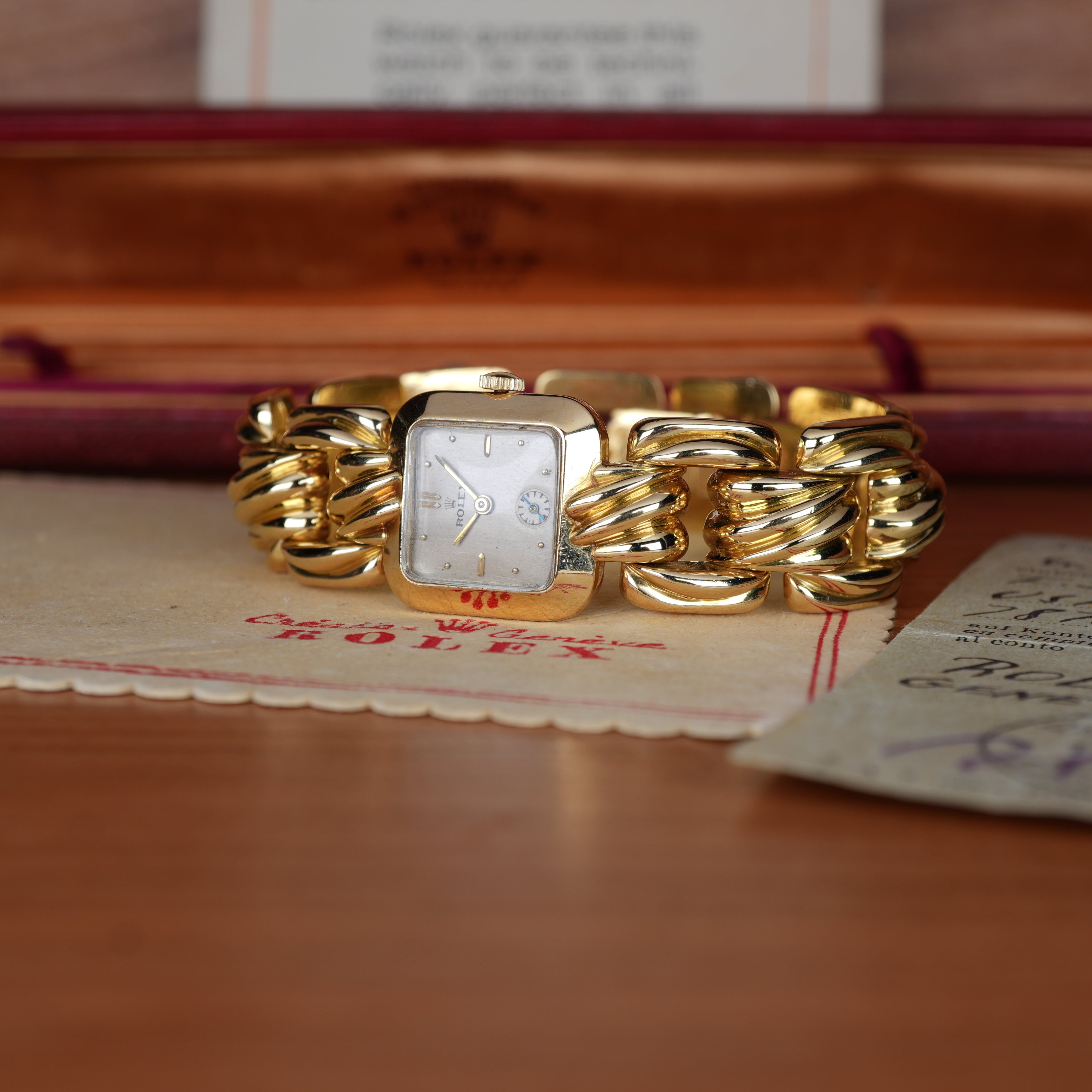 1946 Rolex “Golden Cascade” Exceptional 18k Ladies Cocktail Watch with Original Box,Papers & Receipt