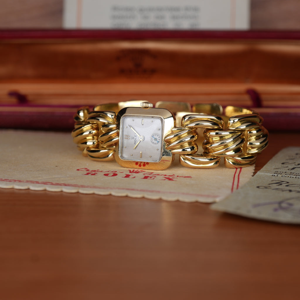 1946 Rolex “Golden Cascade” Exceptional 18k Ladies Cocktail Watch with Original Box,Papers & Receipt