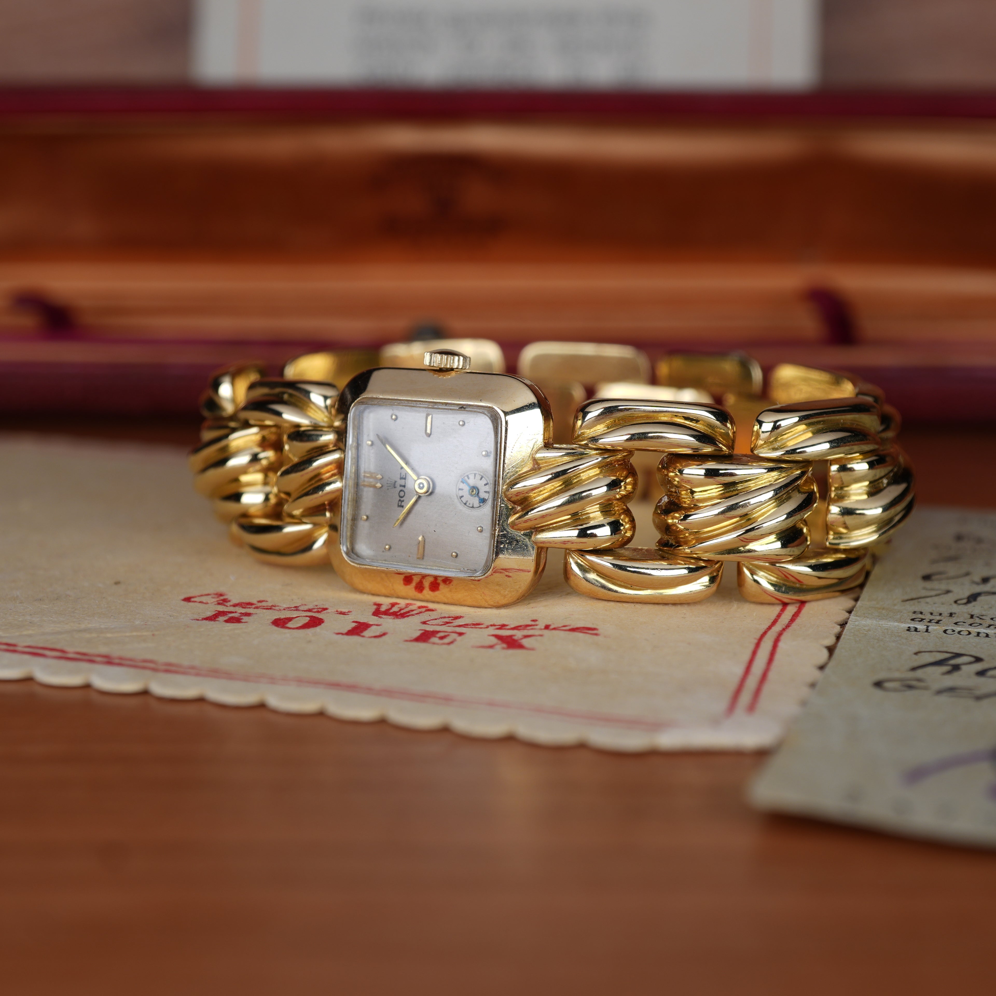 1946 Rolex “Golden Cascade” Exceptional 18k Ladies Cocktail Watch with Original Box,Papers & Receipt