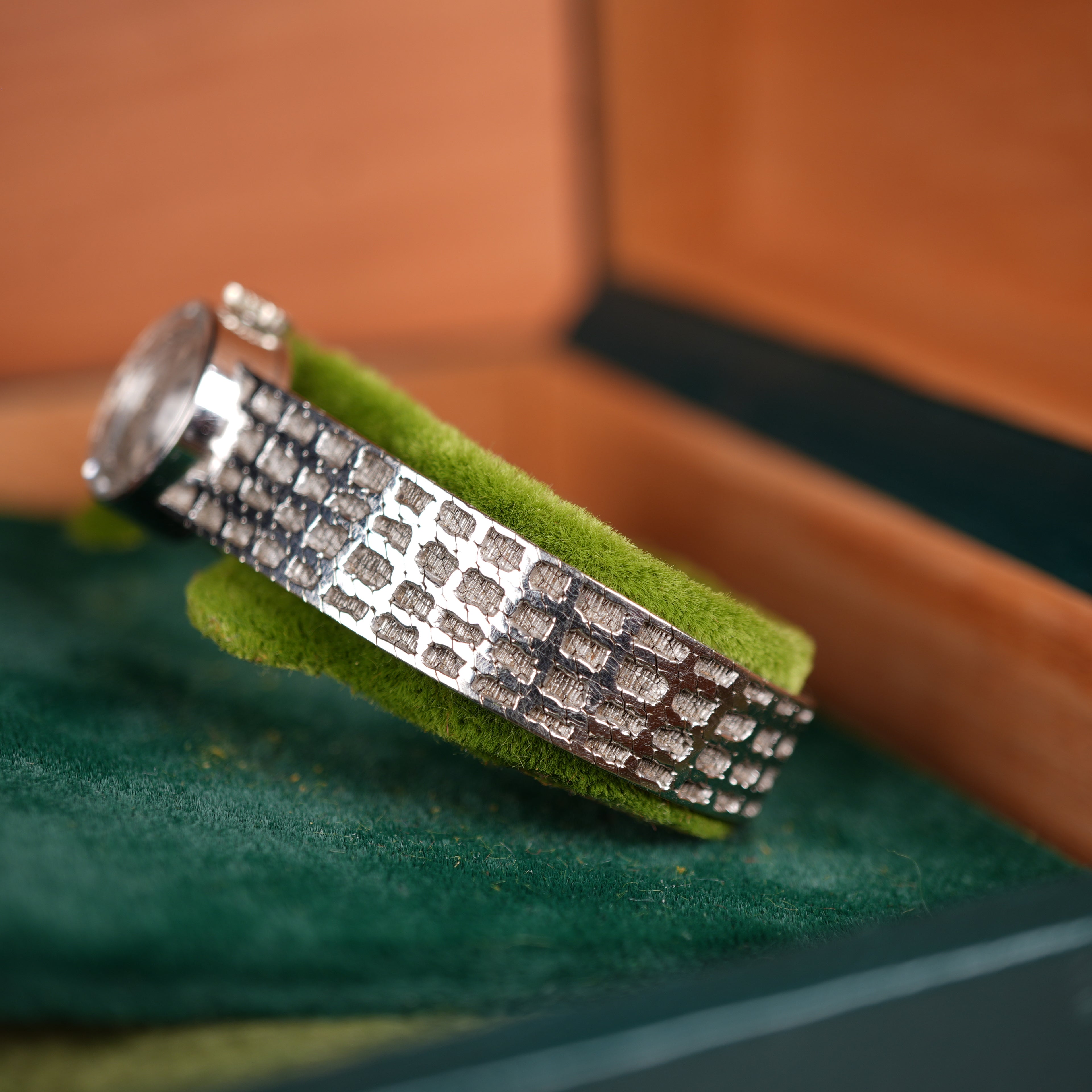 1965 Rolex Orchid 18K White Gold Cocktail Watch with Integrated Solid Rope Bracelet with Box