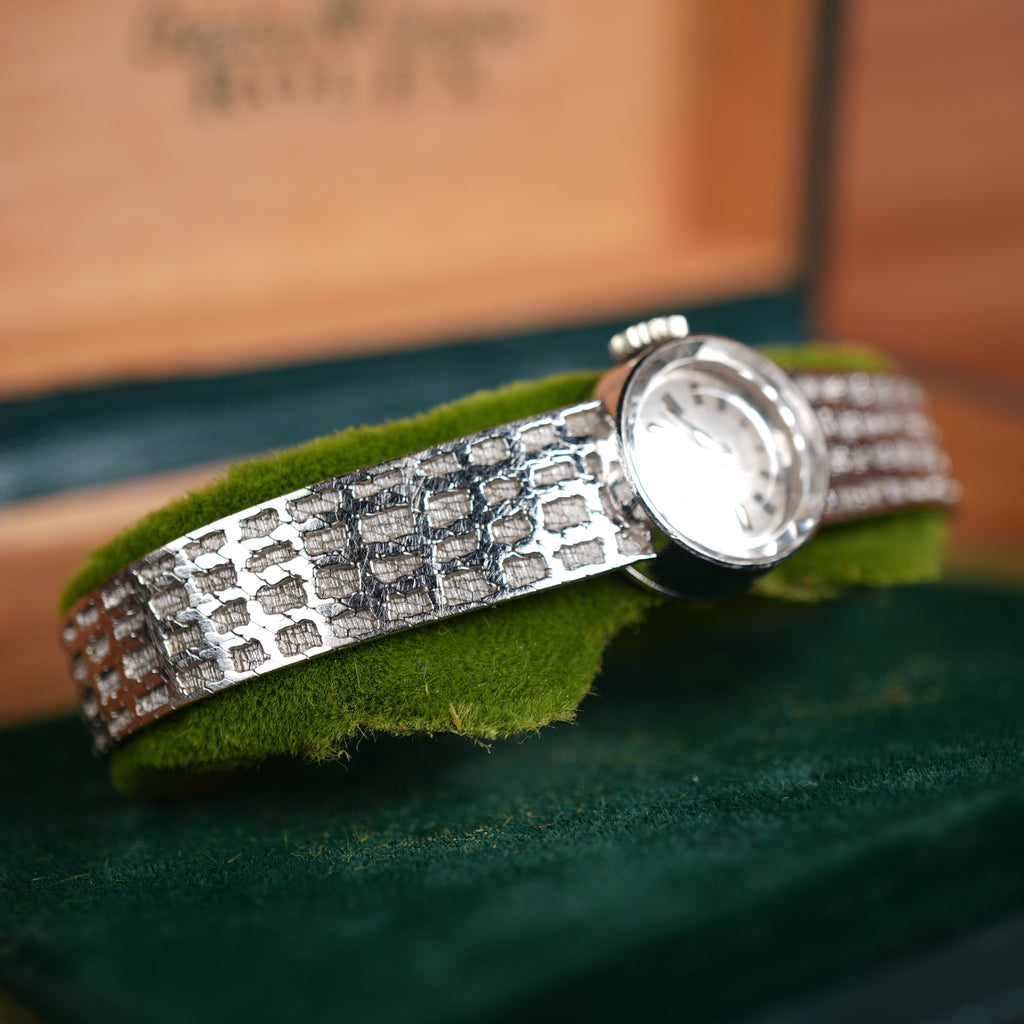 1965 Rolex Orchid 18K White Gold Cocktail Watch with Integrated Solid Rope Bracelet with Box