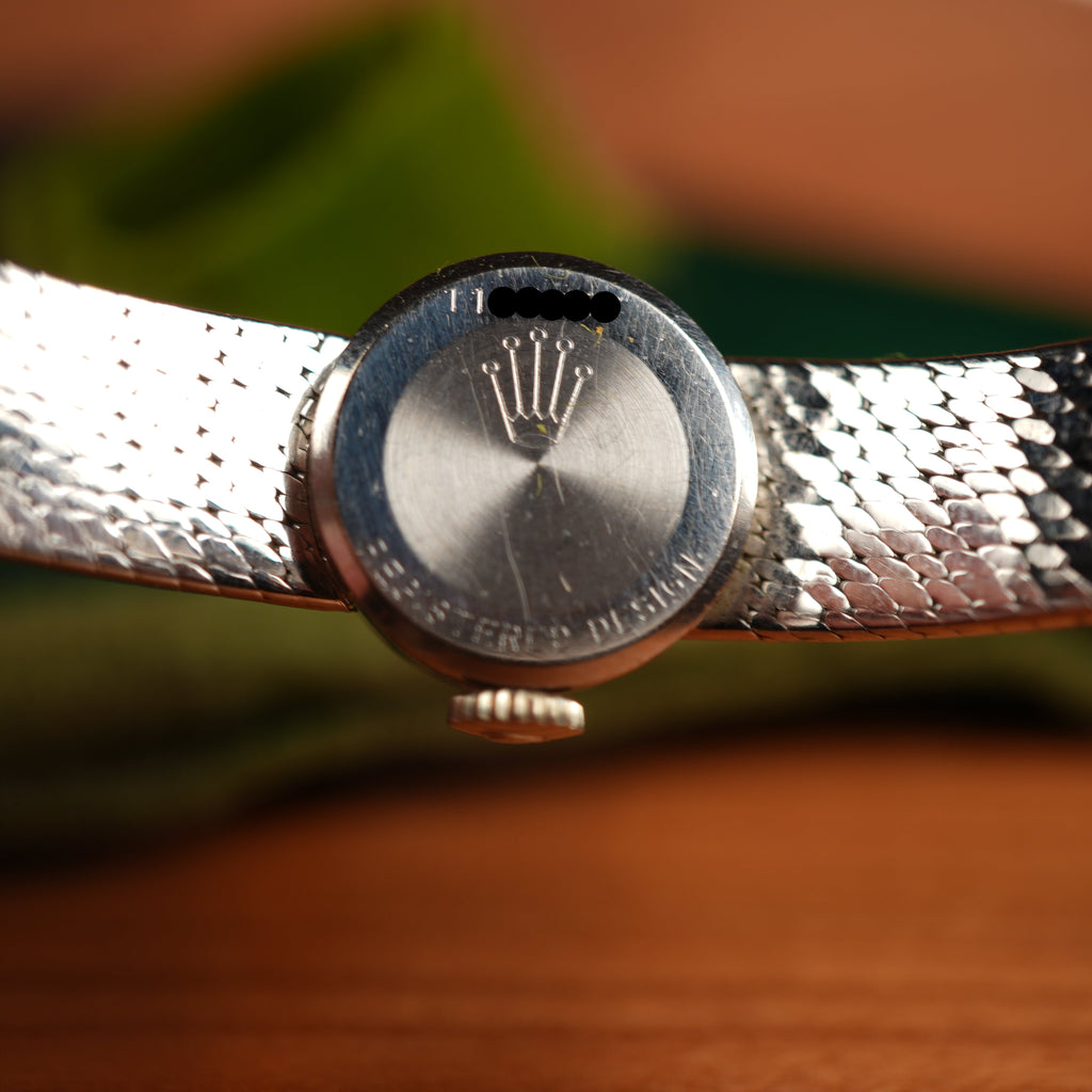 1965 Rolex Orchid 18K White Gold Cocktail Watch with Integrated Solid Rope Bracelet with Box