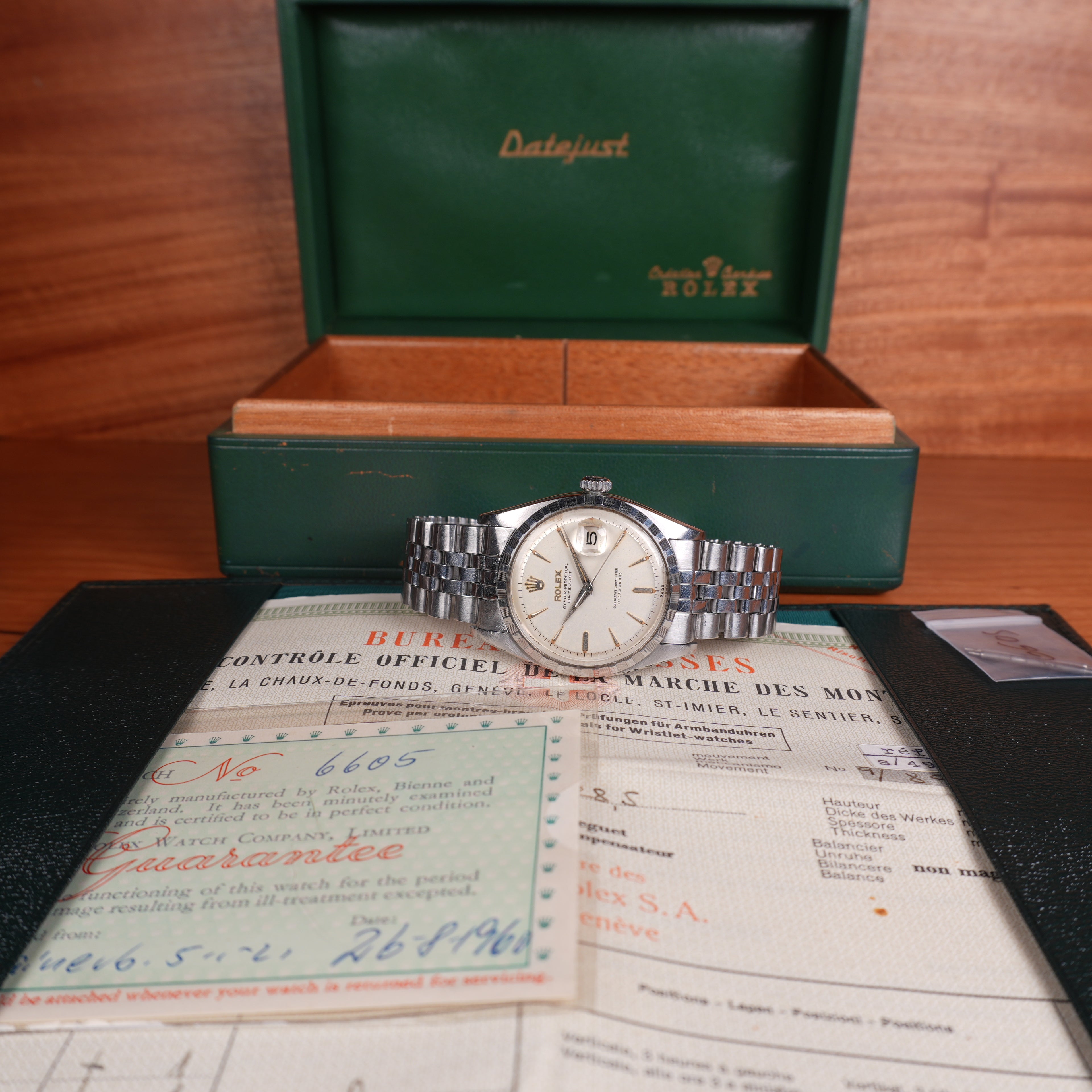 1960 Rolex Datejust 6605 Unpolished Exceptional and Remarkably Complete Collector's Set