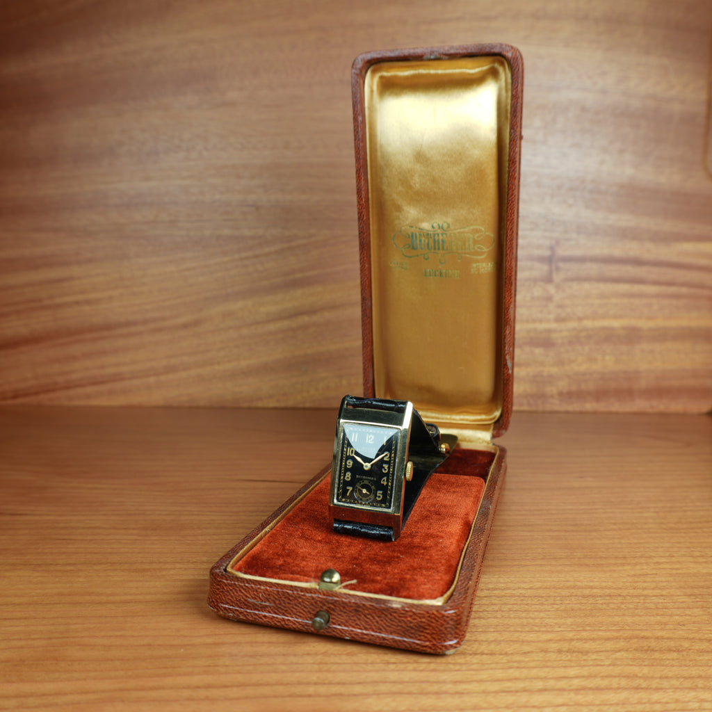 1934 Rolex Prince Ref. 2356 in 9K Gold Bucherer Retailed, Ultra-Rare Black Dial, Original Box