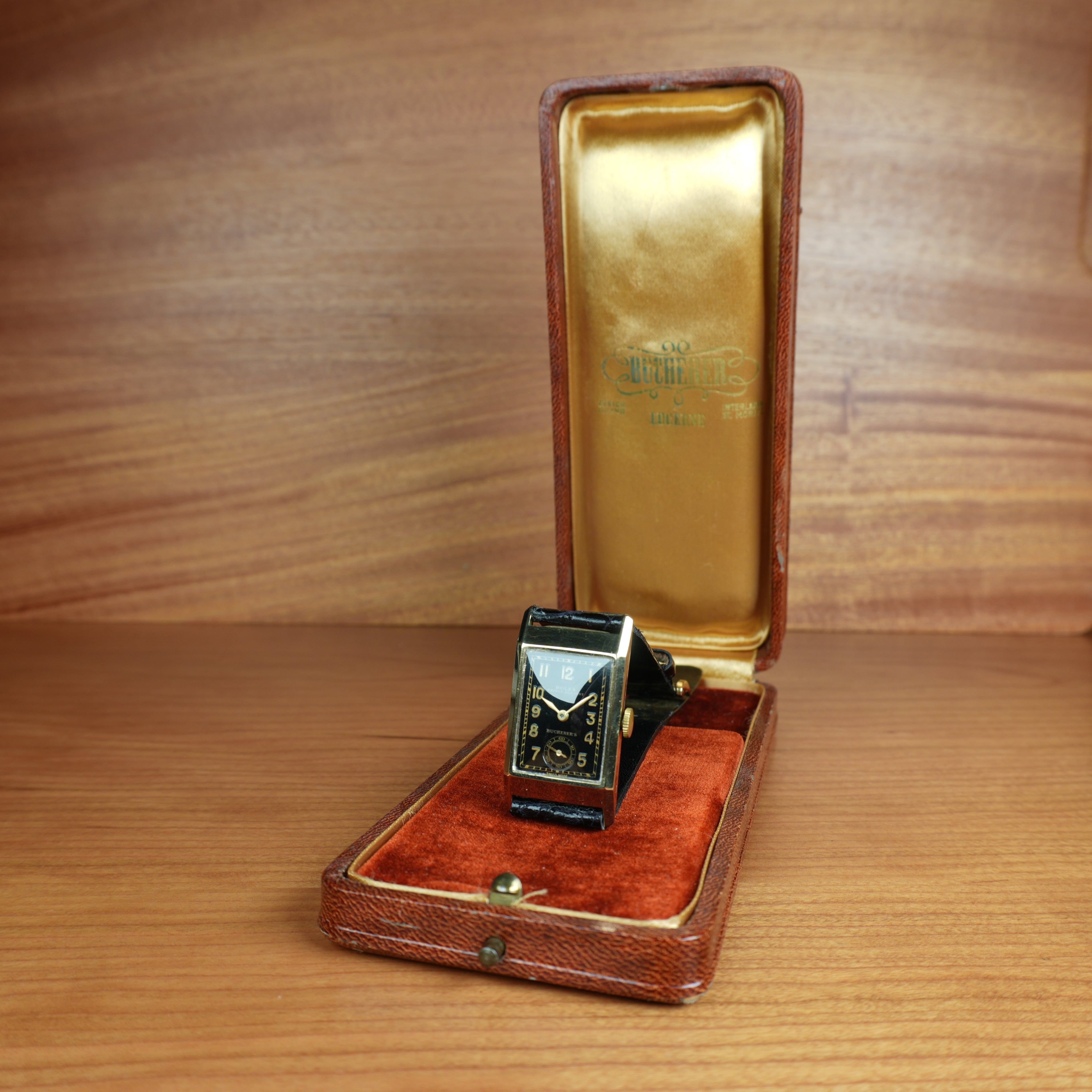 1934 Rolex Prince Ref. 2356 in 9K Gold Bucherer Retailed, Ultra-Rare Black Dial, Original Box