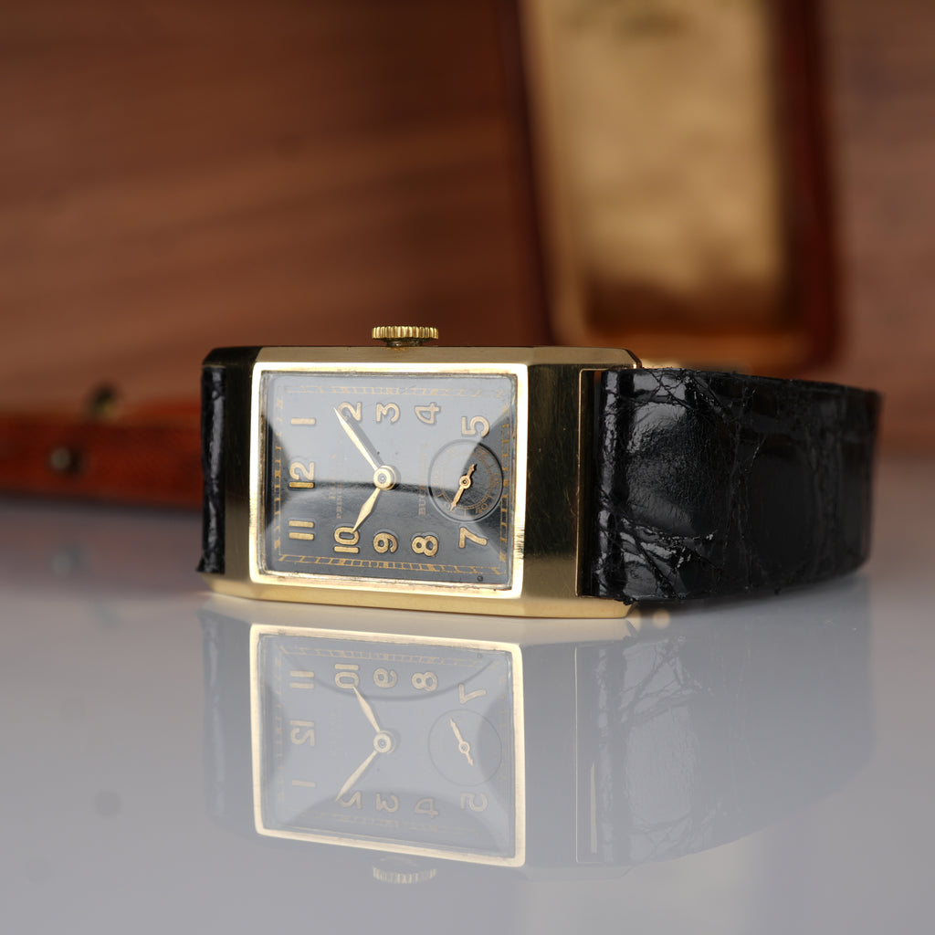 1934 Rolex Prince Ref. 2356 in 9K Gold Bucherer Retailed, Ultra-Rare Black Dial, Original Box