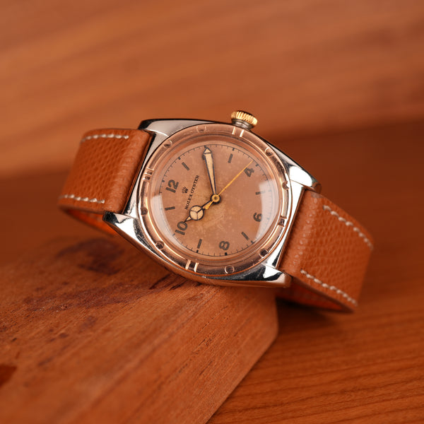 1939 Rolex Bubbleback 3372 Stainless Steel & Rose Gold with Salmon Dial