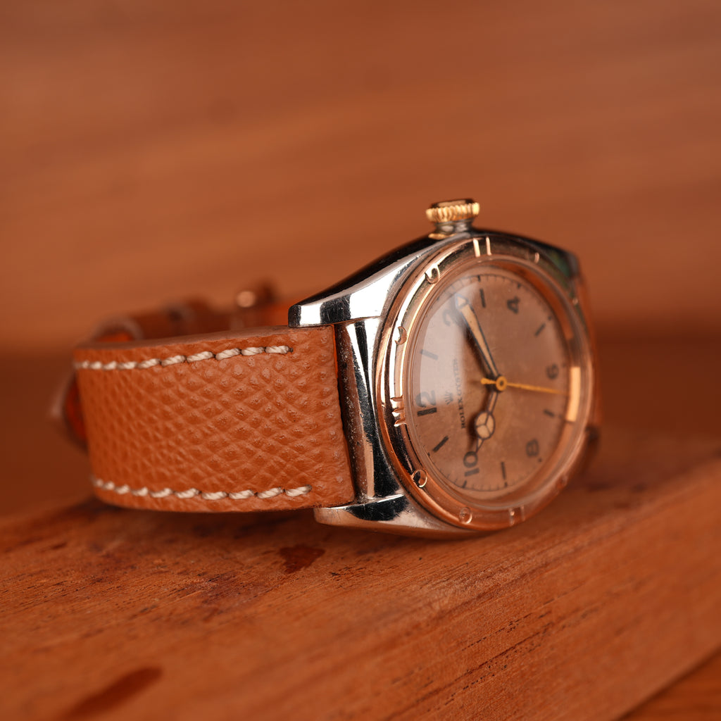 1939 Rolex Bubbleback 3372 Stainless Steel & Rose Gold with Salmon Dial