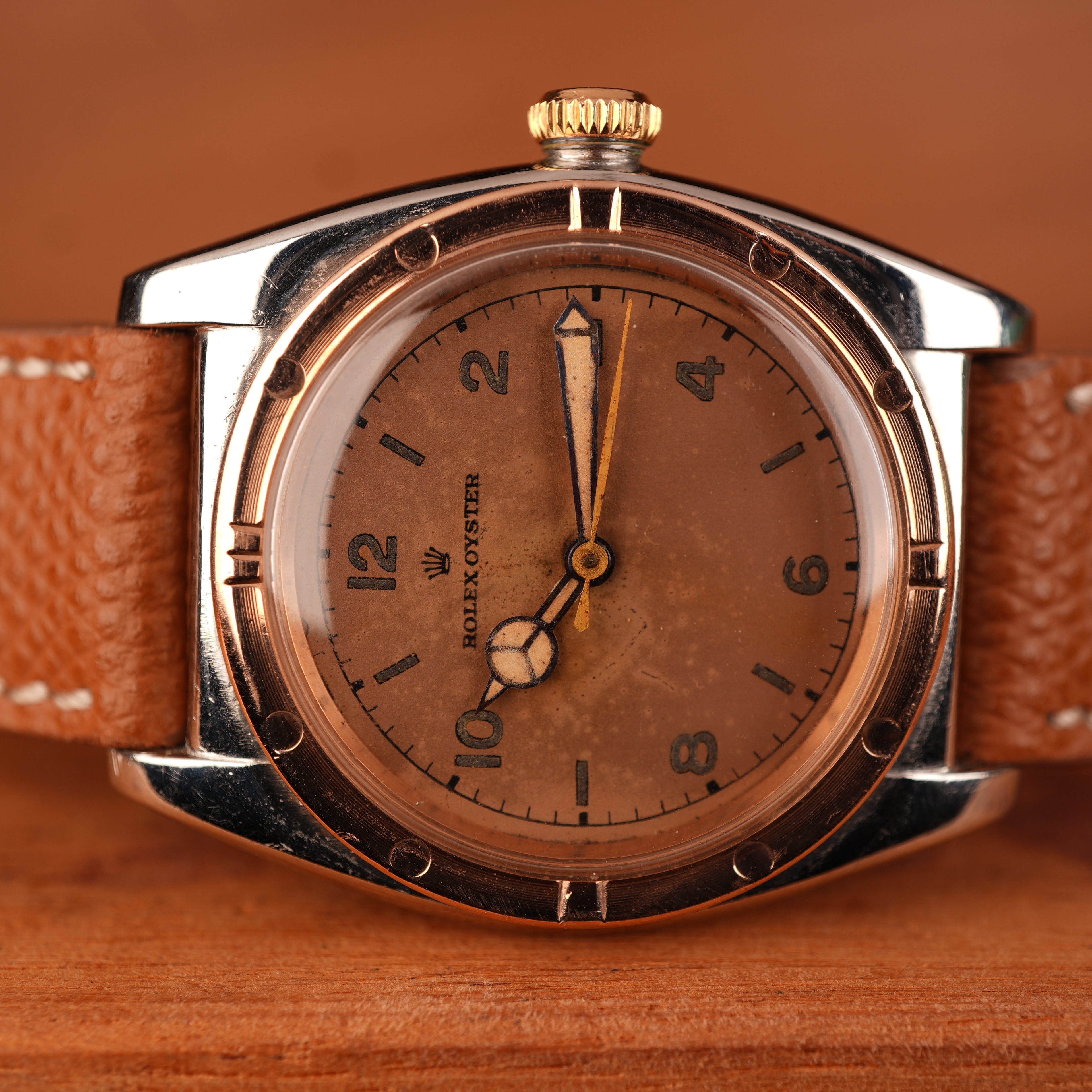 1939 Rolex Bubbleback 3372 Stainless Steel & Rose Gold with Salmon Dial