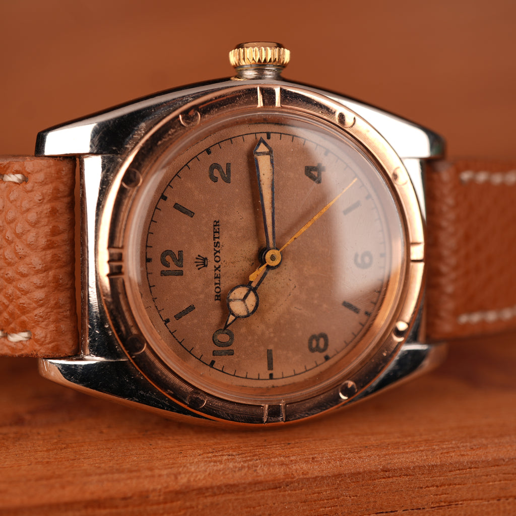 1939 Rolex Bubbleback 3372 Stainless Steel & Rose Gold with Salmon Dial