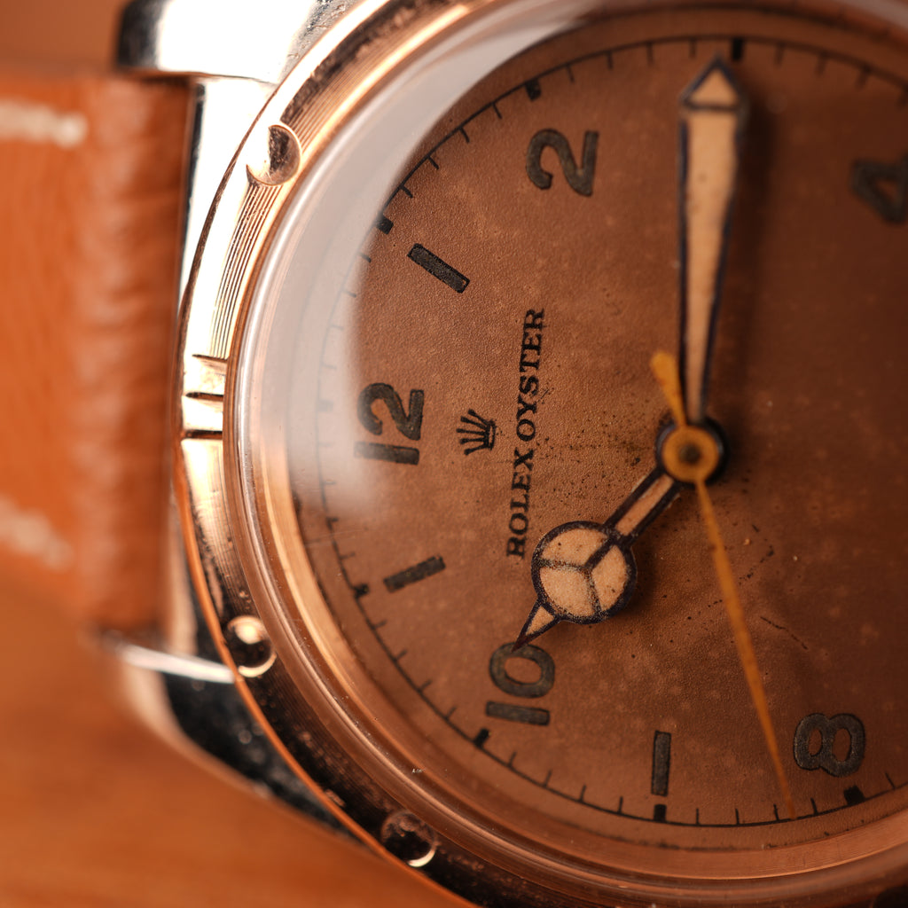 1939 Rolex Bubbleback 3372 Stainless Steel & Rose Gold with Salmon Dial
