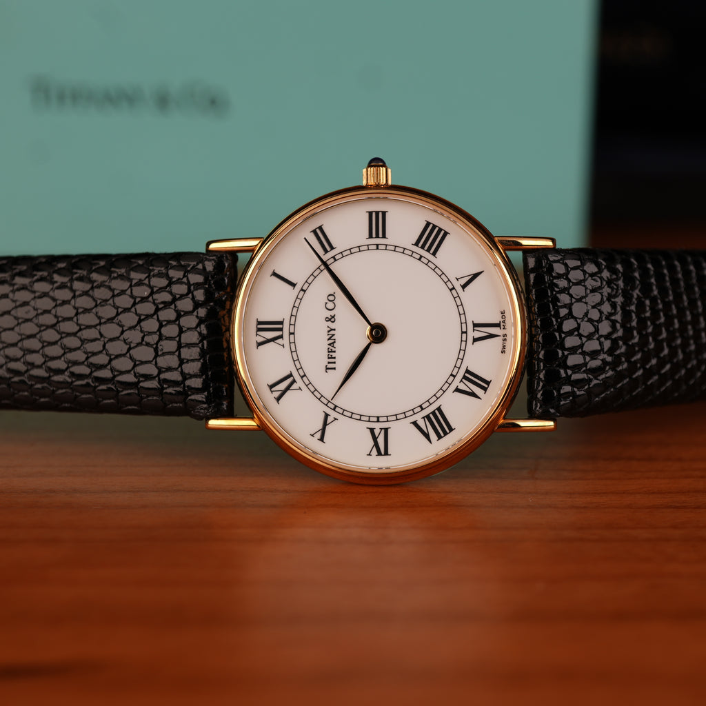 1980's New Old Stock Tiffany & Co. 14K Gold Quartz Men Watch Limited Corporate Presentation Piece