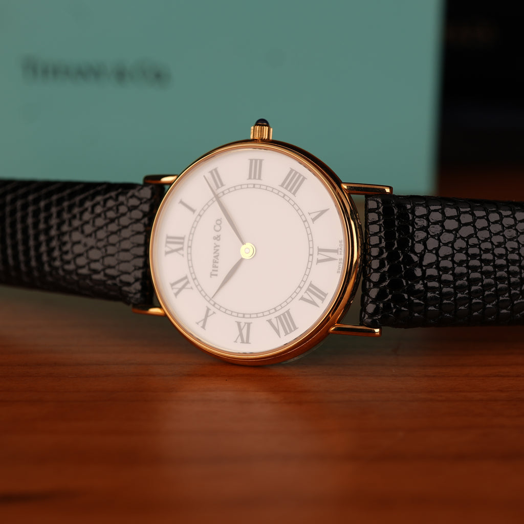 1980's New Old Stock Tiffany & Co. 14K Gold Quartz Men Watch Limited Corporate Presentation Piece