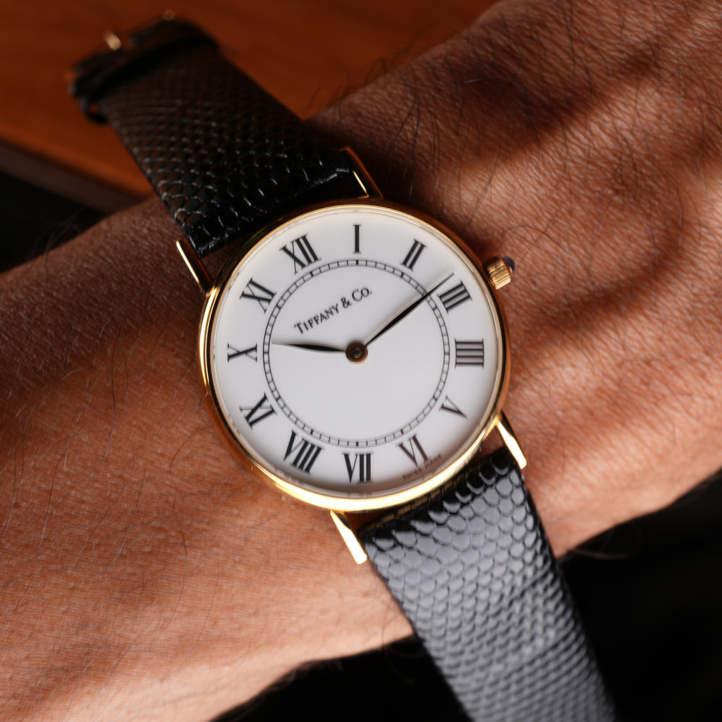 1980's New Old Stock Tiffany & Co. 14K Gold Quartz Men Watch Limited Corporate Presentation Piece