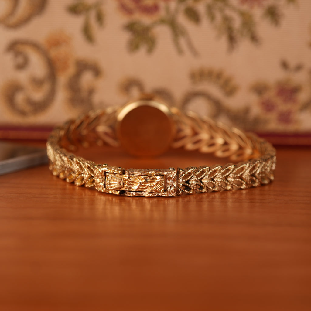 Vintage 1970s Rolex “Golden Leaves” Solid Gold Bracelet Cocktail Ladies Watch With Box