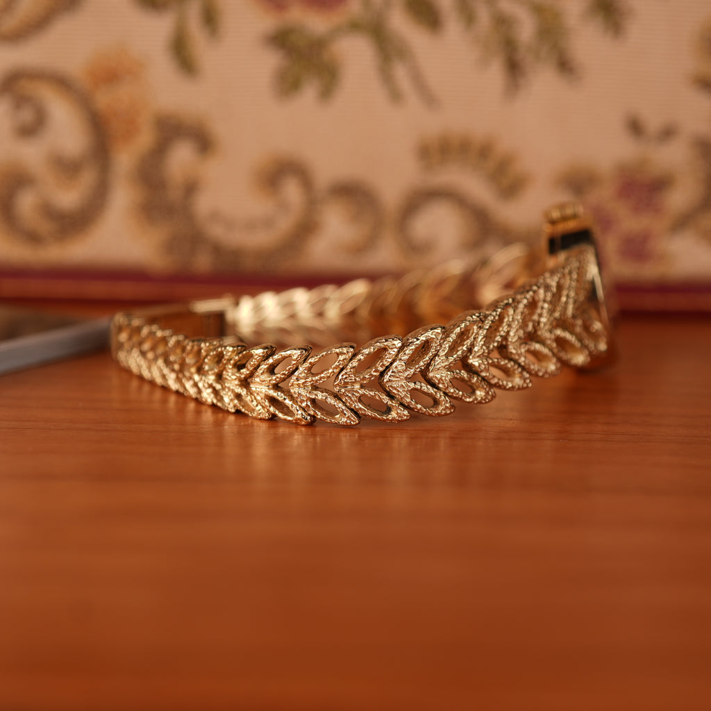 Vintage 1970s Rolex “Golden Leaves” Solid Gold Bracelet Cocktail Ladies Watch With Box