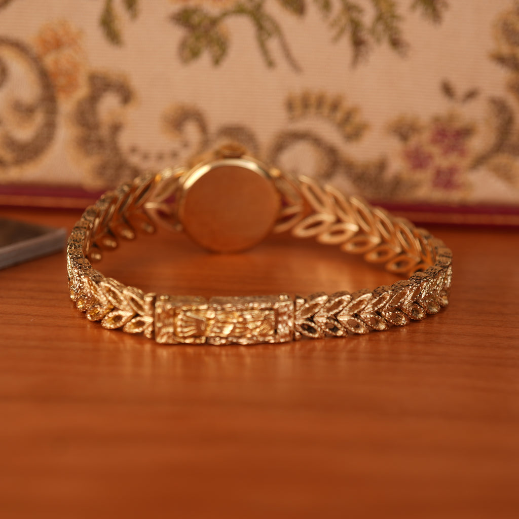 Vintage 1970s Rolex “Golden Leaves” Solid Gold Bracelet Cocktail Ladies Watch With Box