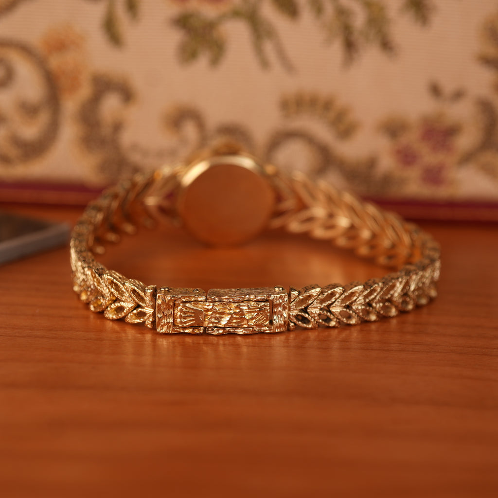 Vintage 1970s Rolex “Golden Leaves” Solid Gold Bracelet Cocktail Ladies Watch With Box