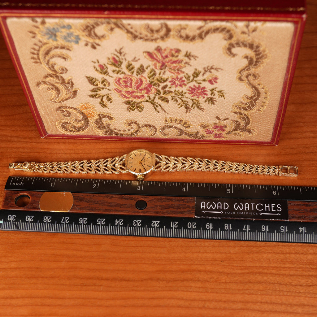 Vintage 1970s Rolex “Golden Leaves” Solid Gold Bracelet Cocktail Ladies Watch With Box