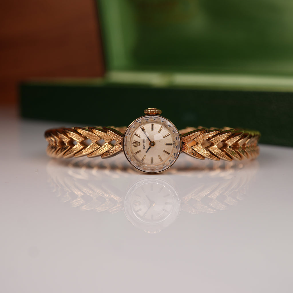 Vintage 1960s Ladies Rolex “Golden Shark” Solid Gold with Exceptional Bracelet Cocktail Watch