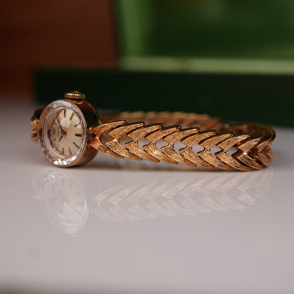 Vintage 1960s Ladies Rolex “Golden Shark” Solid Gold with Exceptional Bracelet Cocktail Watch