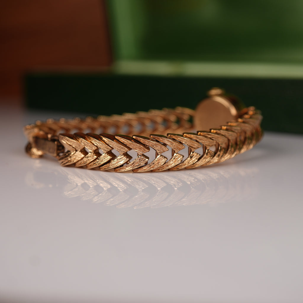 Vintage 1960s Ladies Rolex “Golden Shark” Solid Gold with Exceptional Bracelet Cocktail Watch