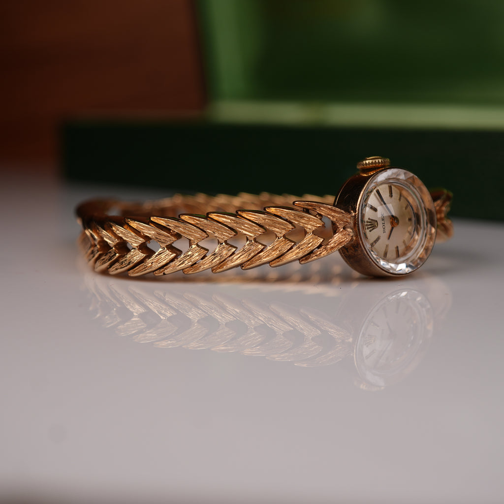 Vintage 1960s Ladies Rolex “Golden Shark” Solid Gold with Exceptional Bracelet Cocktail Watch