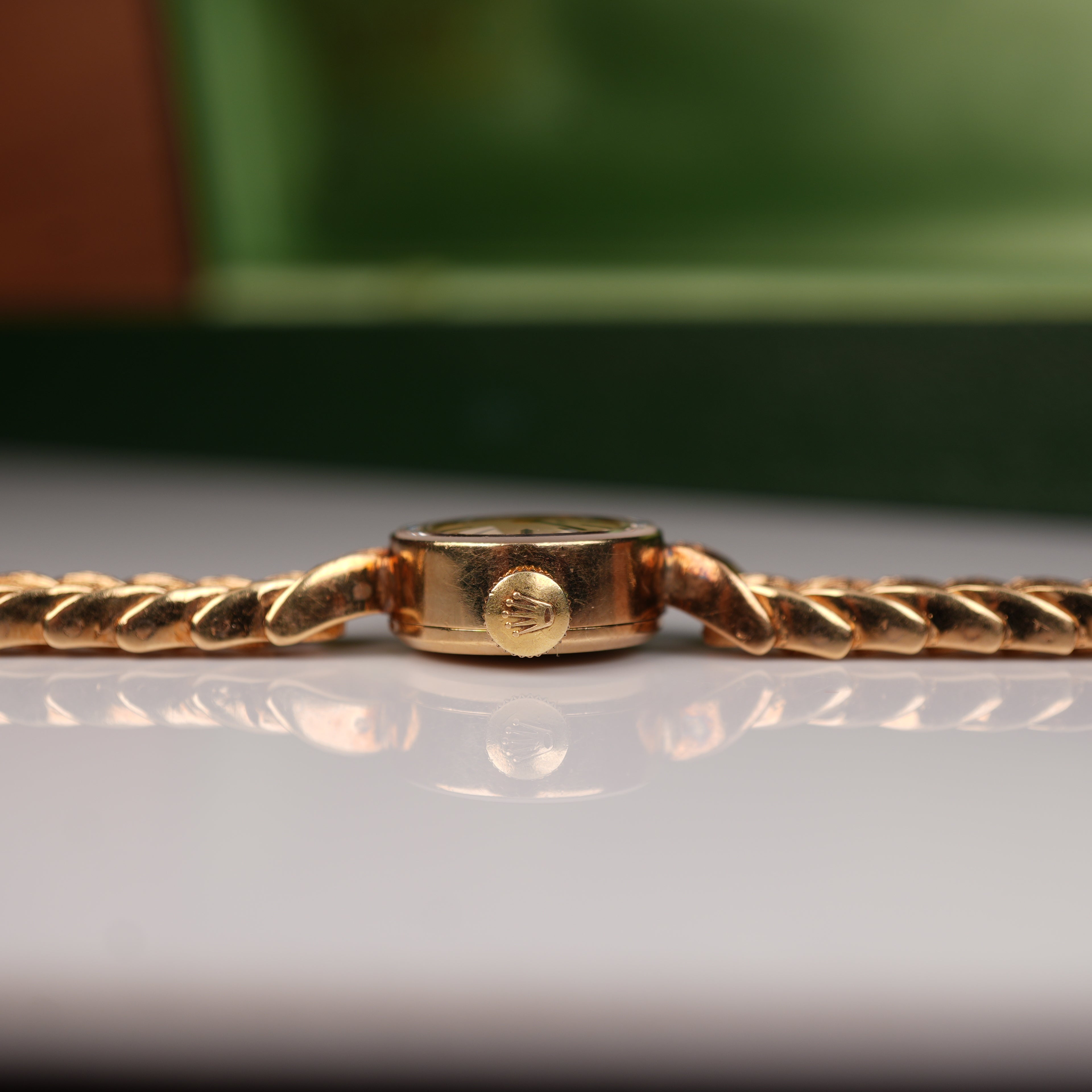 Vintage 1960s Ladies Rolex “Golden Shark” Solid Gold with Exceptional Bracelet Cocktail Watch