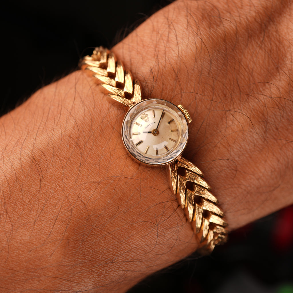 Vintage 1960s Ladies Rolex “Golden Shark” Solid Gold with Exceptional Bracelet Cocktail Watch
