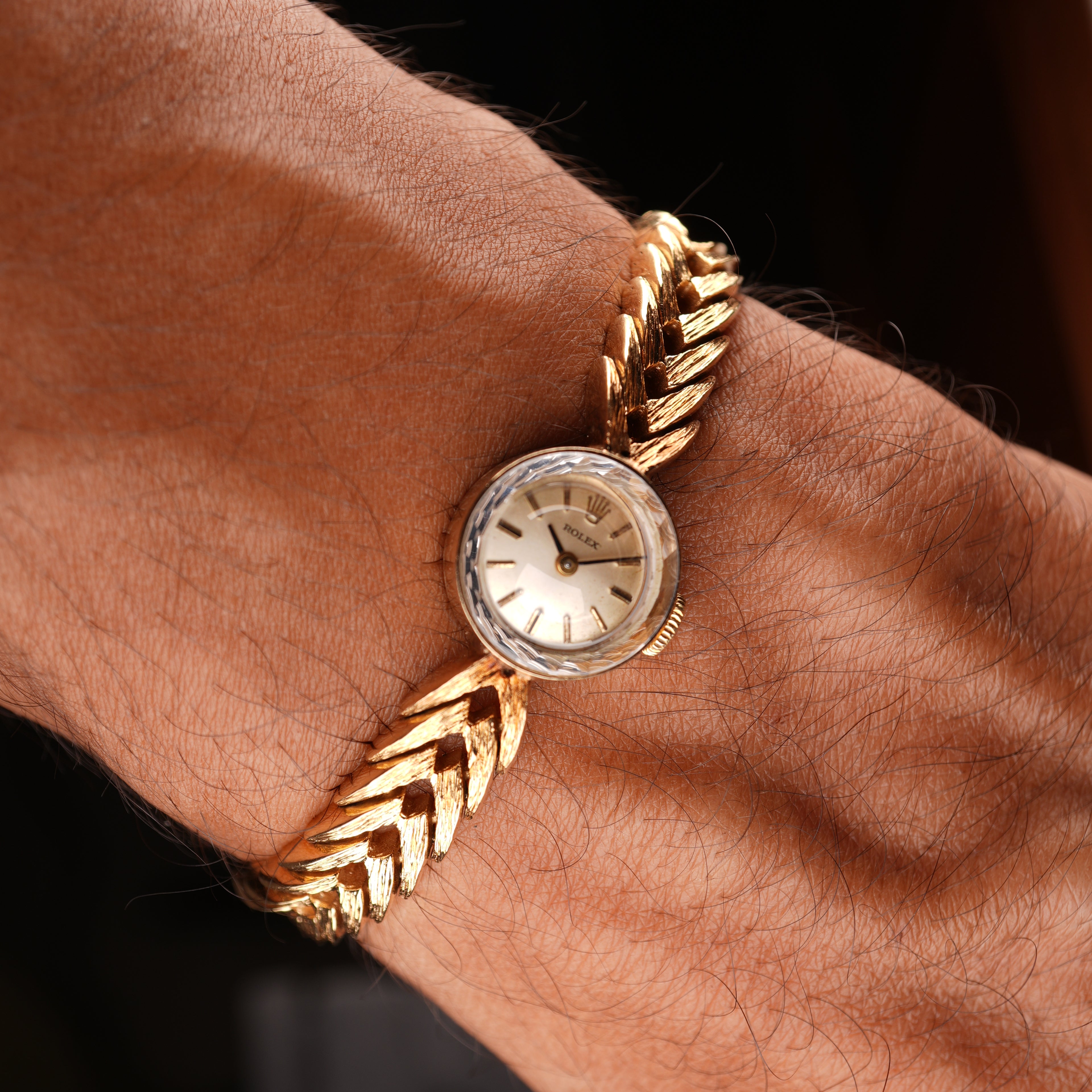 Vintage 1960s Ladies Rolex “Golden Shark” Solid Gold with Exceptional Bracelet Cocktail Watch