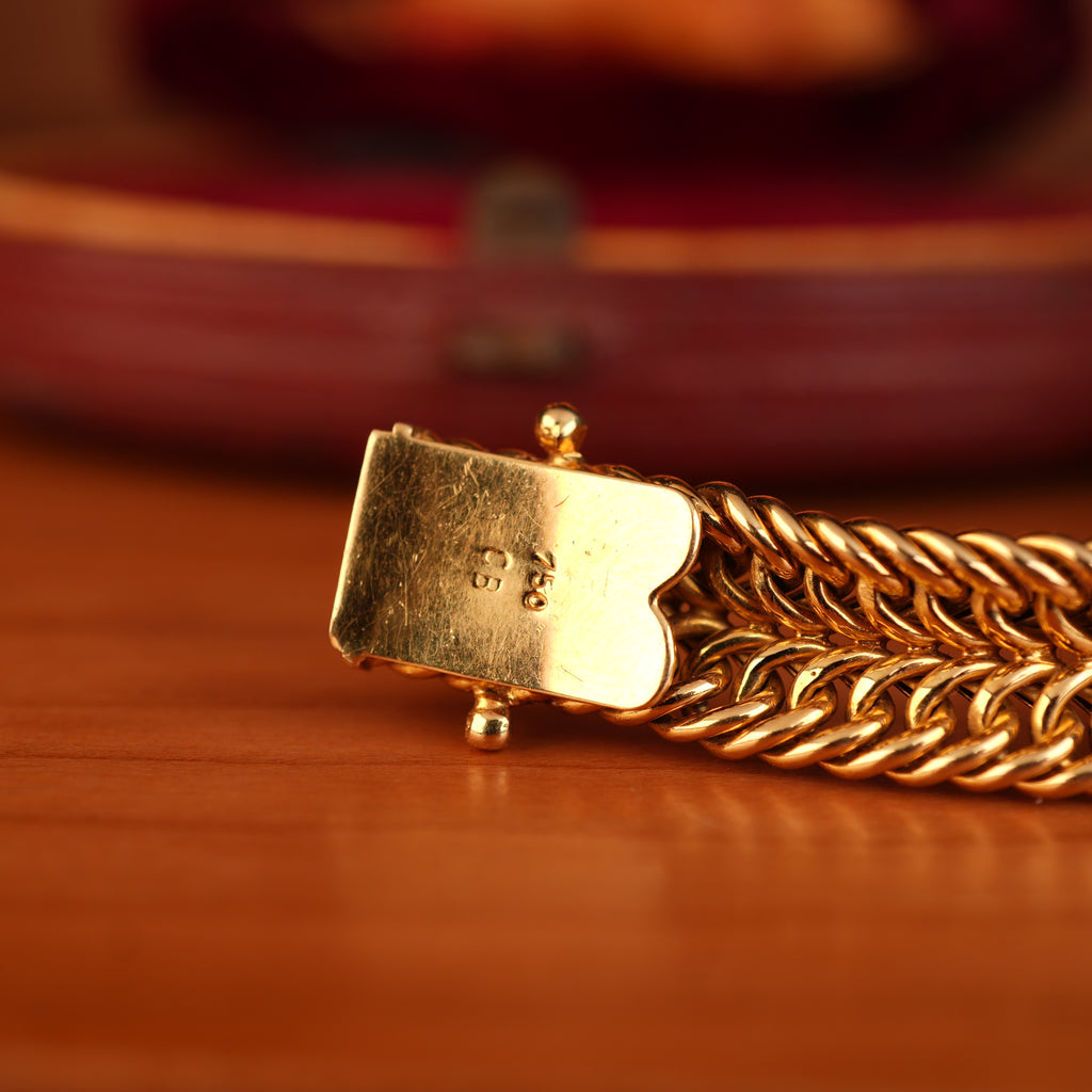 Vintage 1950s Rolex Precision Peekaboo 18K Yellow Gold Diamond Bracelet Watch by Carl Bucherer