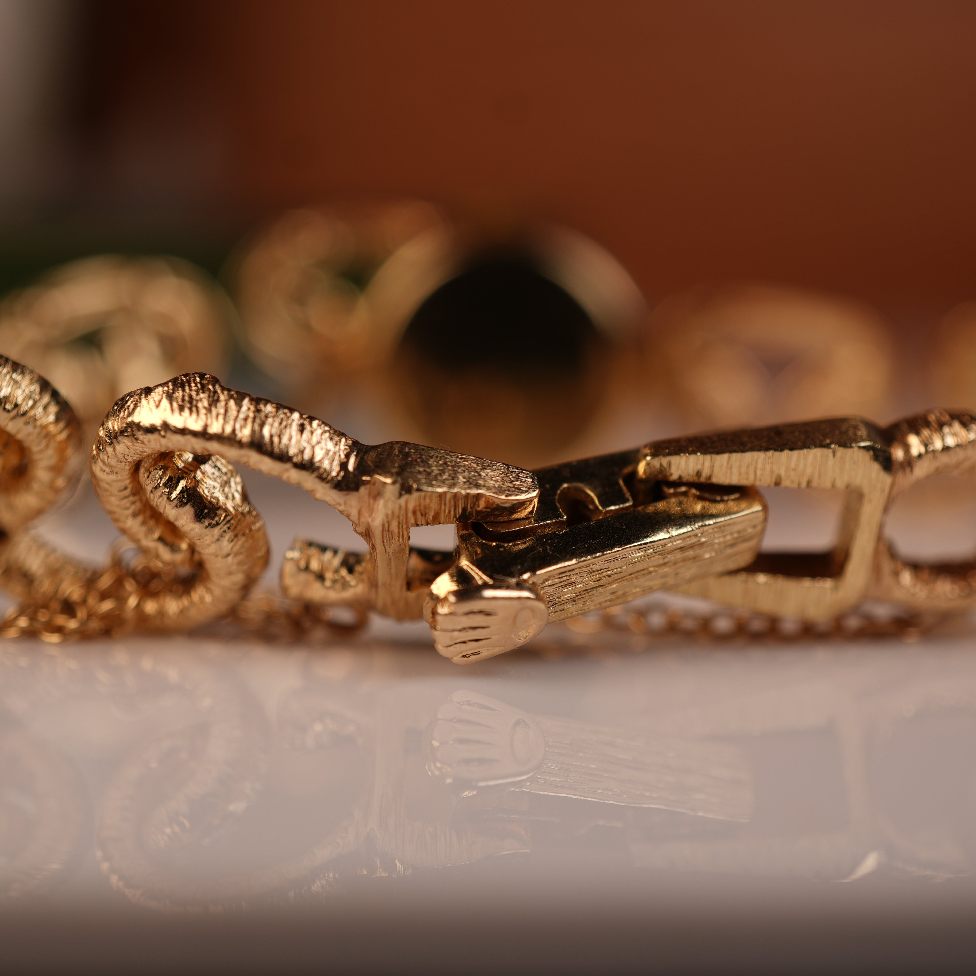 1970s Rolex “Golden Chain” Unique Mid-Century Cocktail Watch Solid Gold with Box