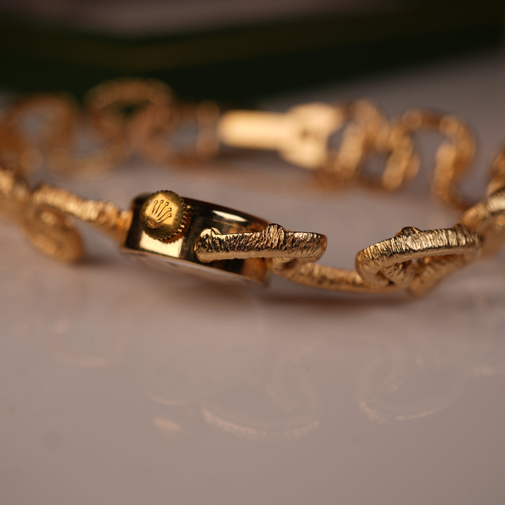 1970s Rolex “Golden Chain” Unique Mid-Century Cocktail Watch Solid Gold with Box