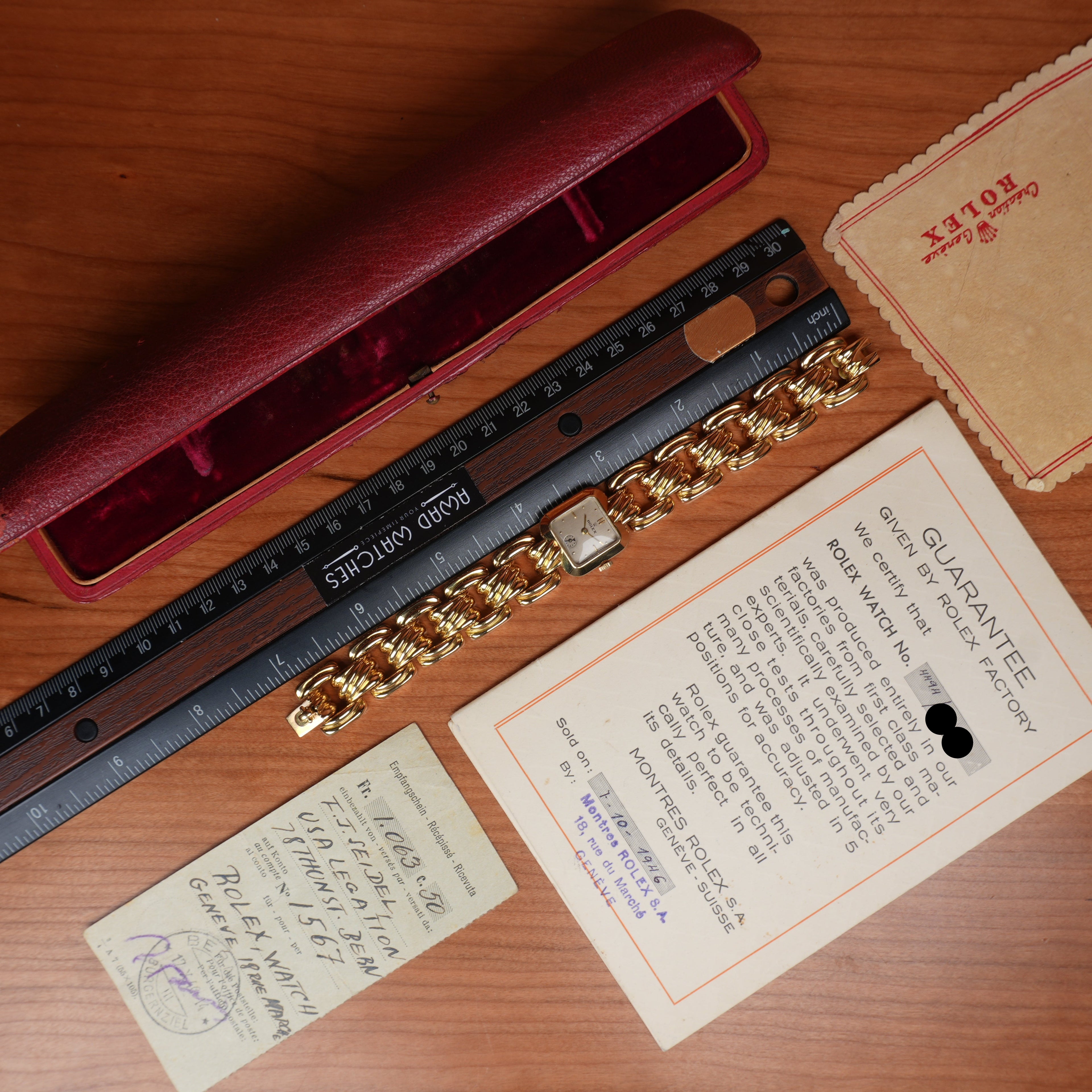 1946 Rolex “Golden Cascade” Exceptional 18k Ladies Cocktail Watch with Original Box,Papers & Receipt