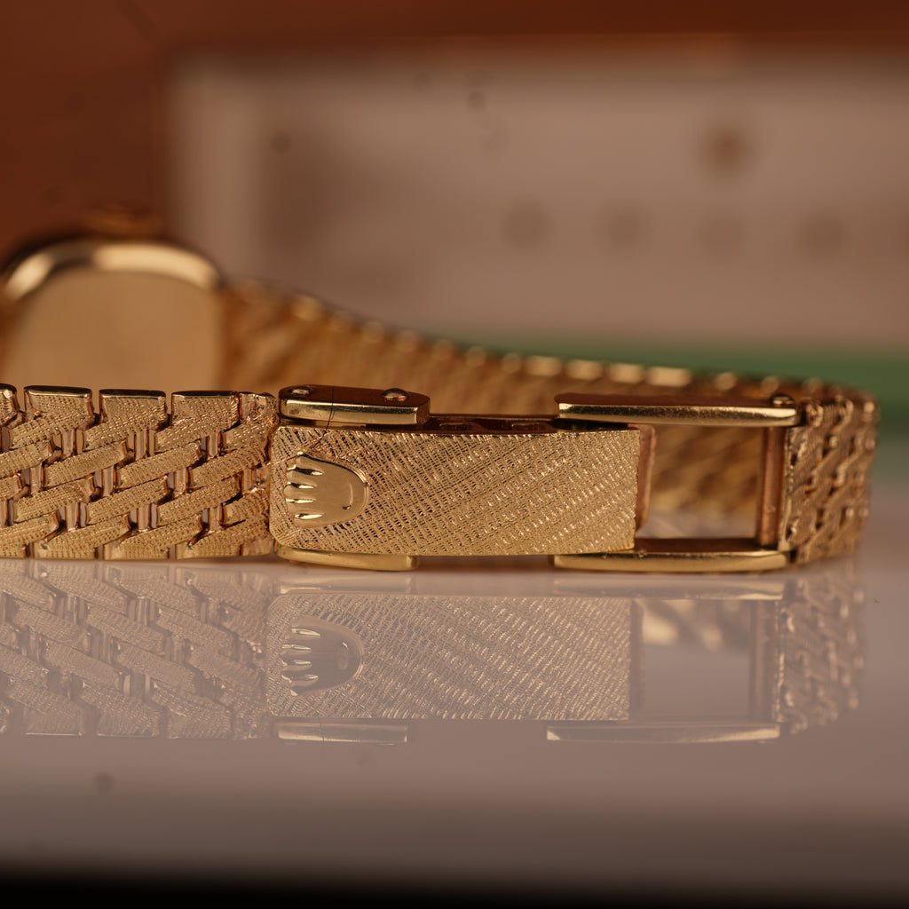 1970s Rolex Ladies Cocktail Watch 14K Solid Gold Factory Diamond Bezel & Original Box