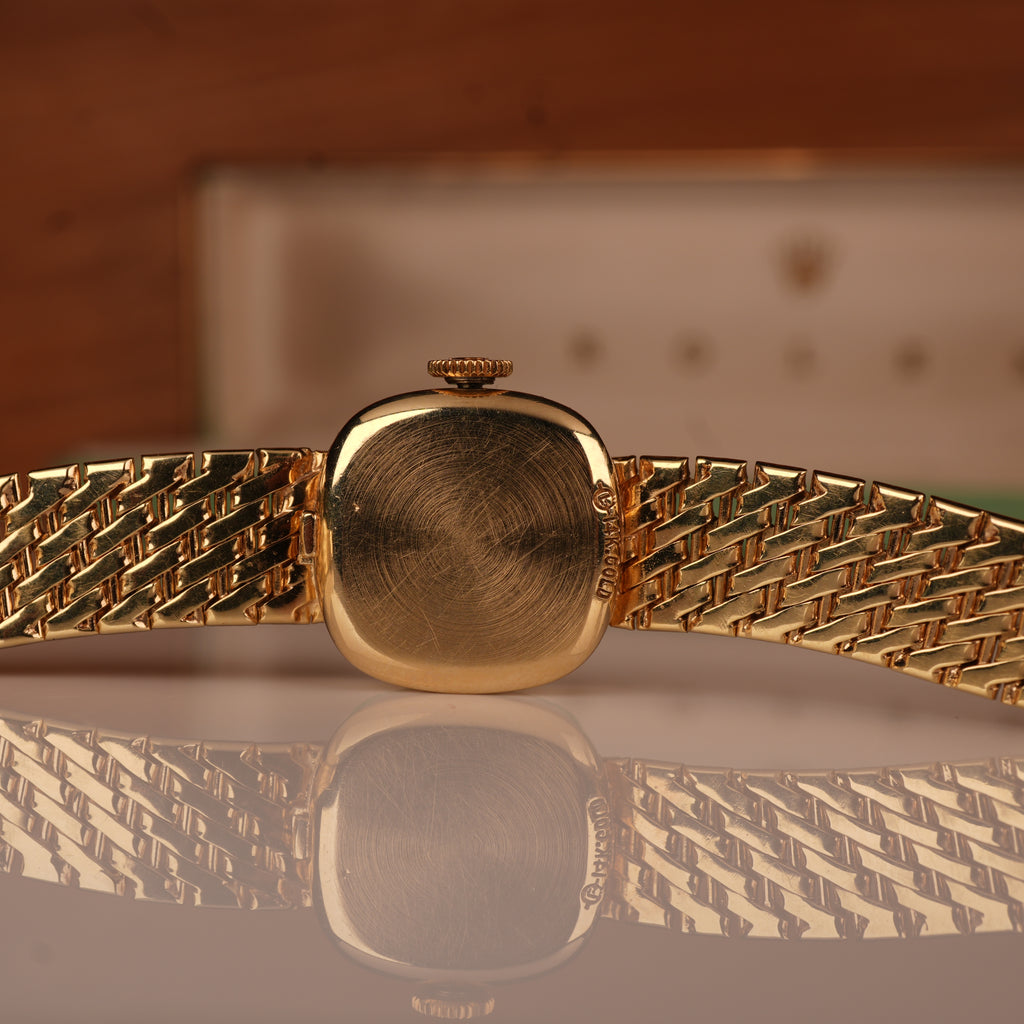 1970s Rolex Ladies Cocktail Watch 14K Solid Gold Factory Diamond Bezel & Original Box