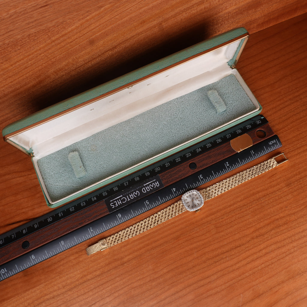 1970s Rolex Ladies Cocktail Watch 14K Solid Gold Factory Diamond Bezel & Original Box