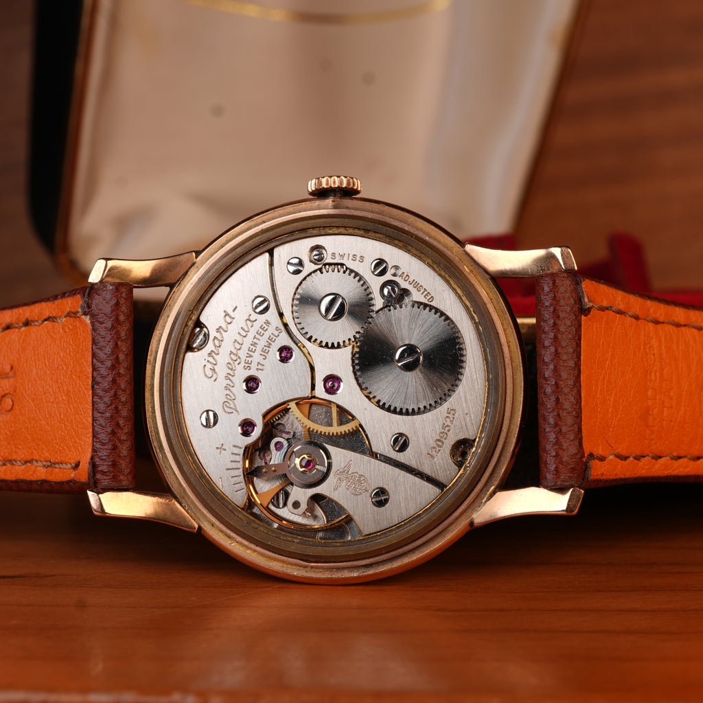1940’s Girard-Perregaux 37mm Oversize 18k Solid Rose Gold Retailed by Cuervo Y Sobrinos Cuba