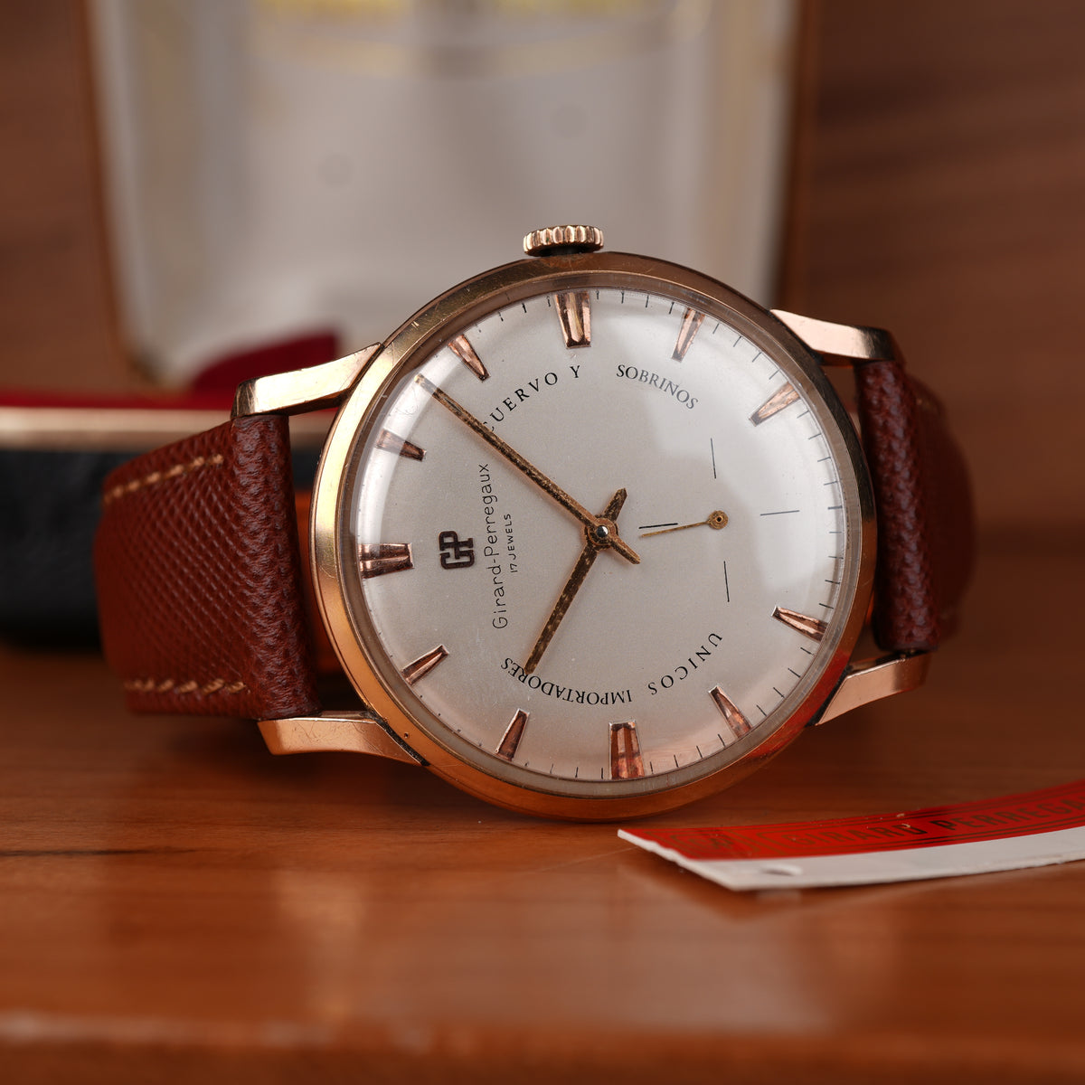 1940’s Girard-Perregaux 37mm Oversize 18k Solid Rose Gold Retailed by Cuervo Y Sobrinos Cuba