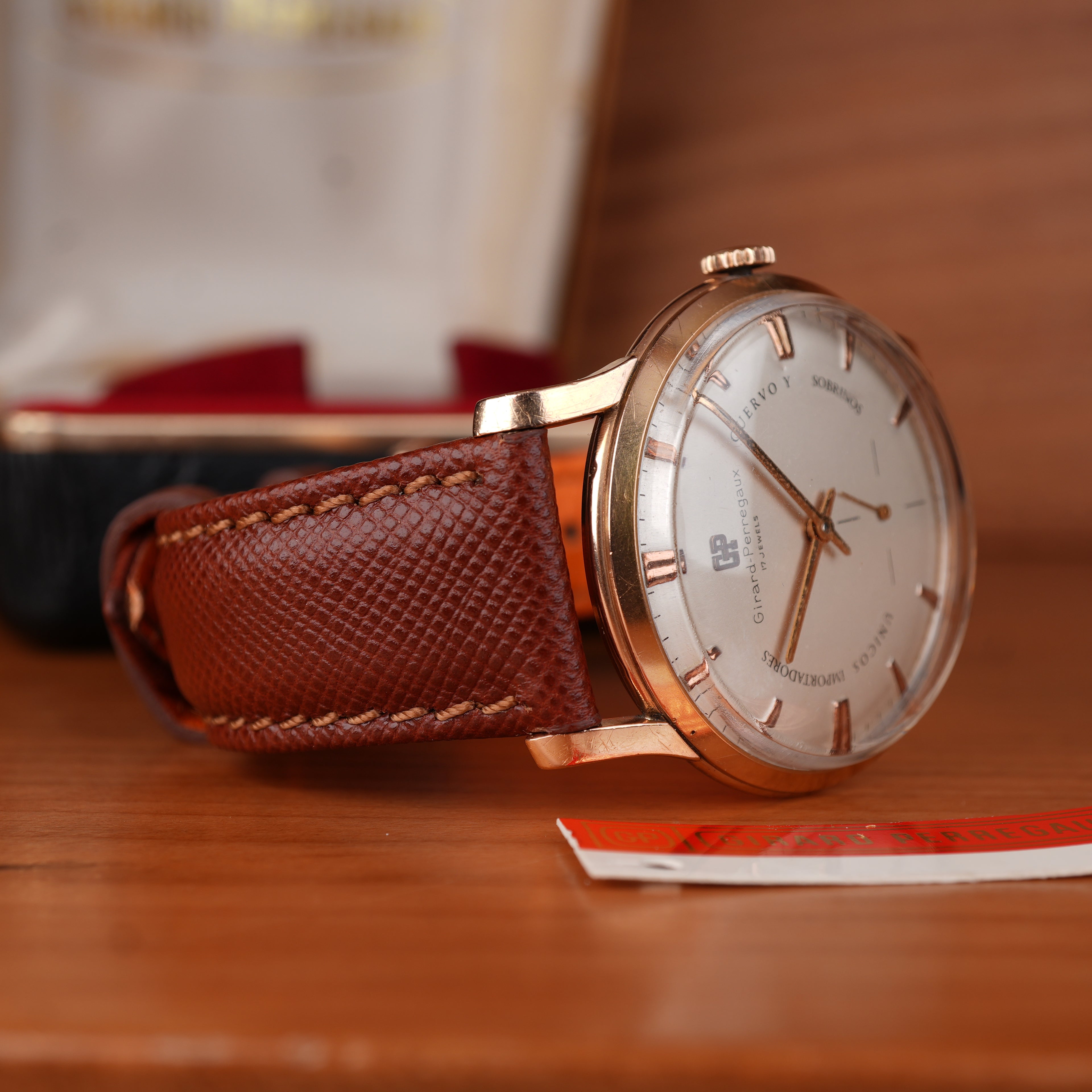 1940’s Girard-Perregaux 37mm Oversize 18k Solid Rose Gold Retailed by Cuervo Y Sobrinos Cuba