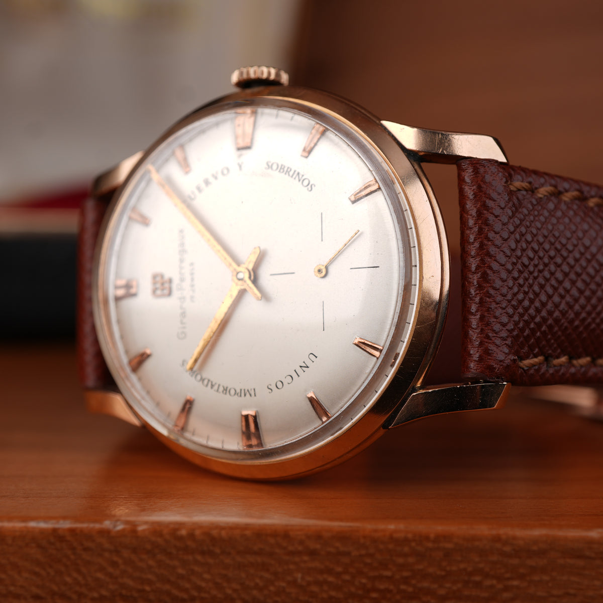 1940’s Girard-Perregaux 37mm Oversize 18k Solid Rose Gold Retailed by Cuervo Y Sobrinos Cuba