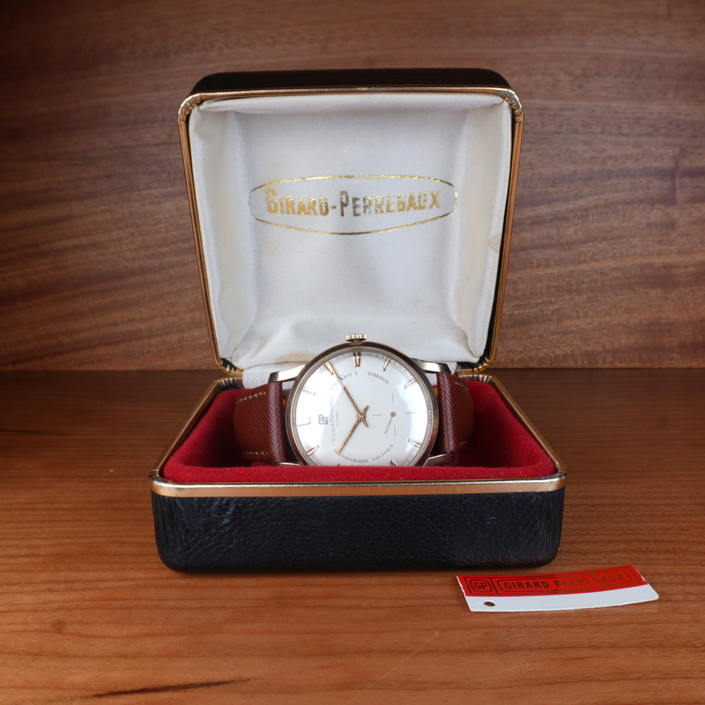 1940’s Girard-Perregaux 37mm Oversize 18k Solid Rose Gold Retailed by Cuervo Y Sobrinos Cuba