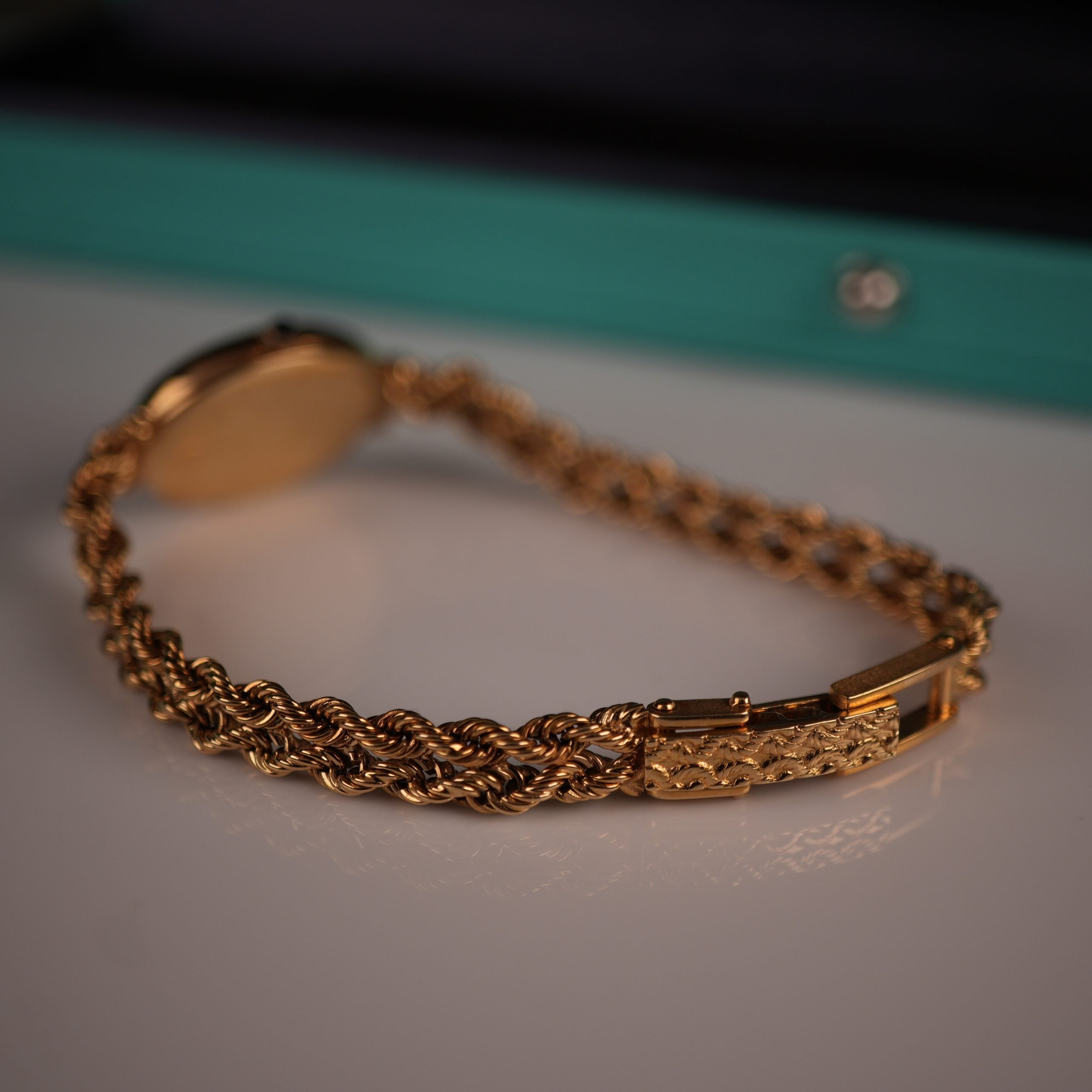 Tiffany & Co. 14k Solid Gold Ladies Oval Watch Roman Dial with Original Boxes