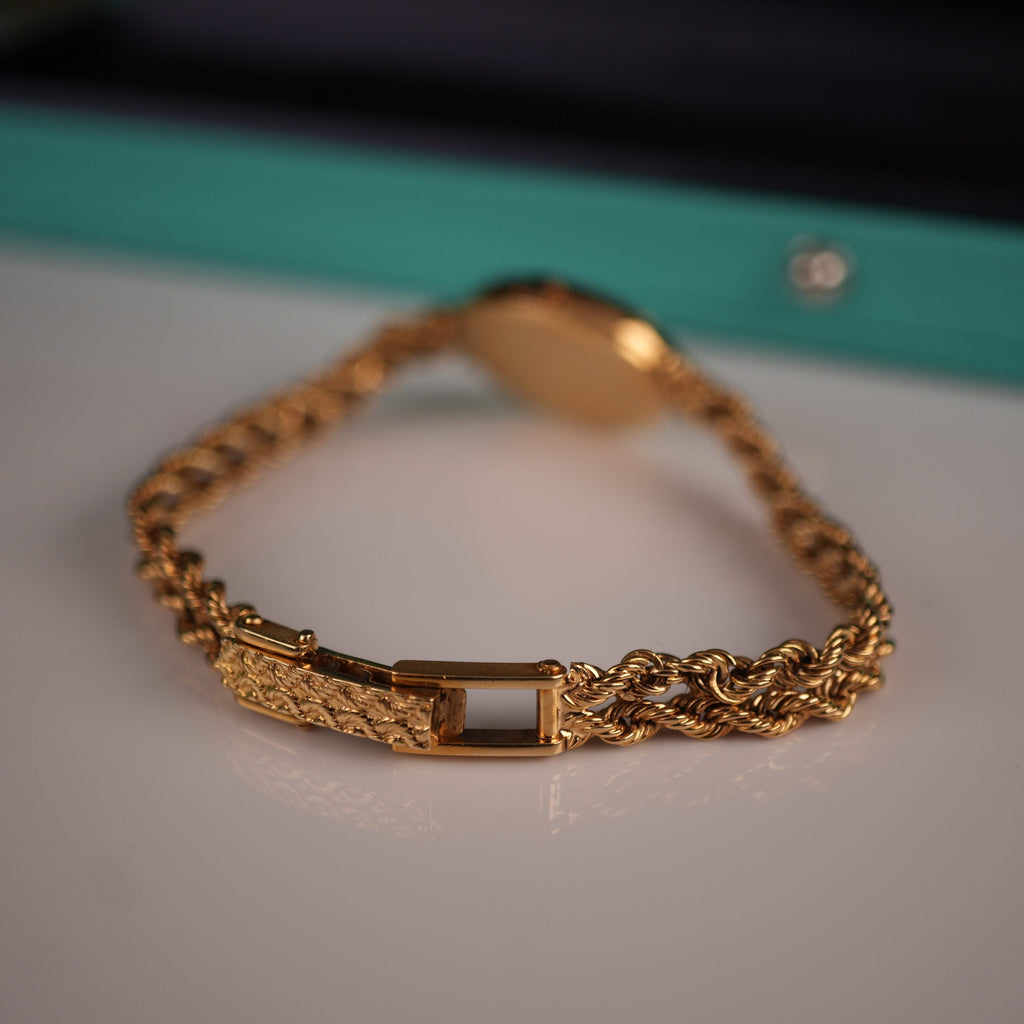 Tiffany & Co. 14k Solid Gold Ladies Oval Watch Roman Dial with Original Boxes