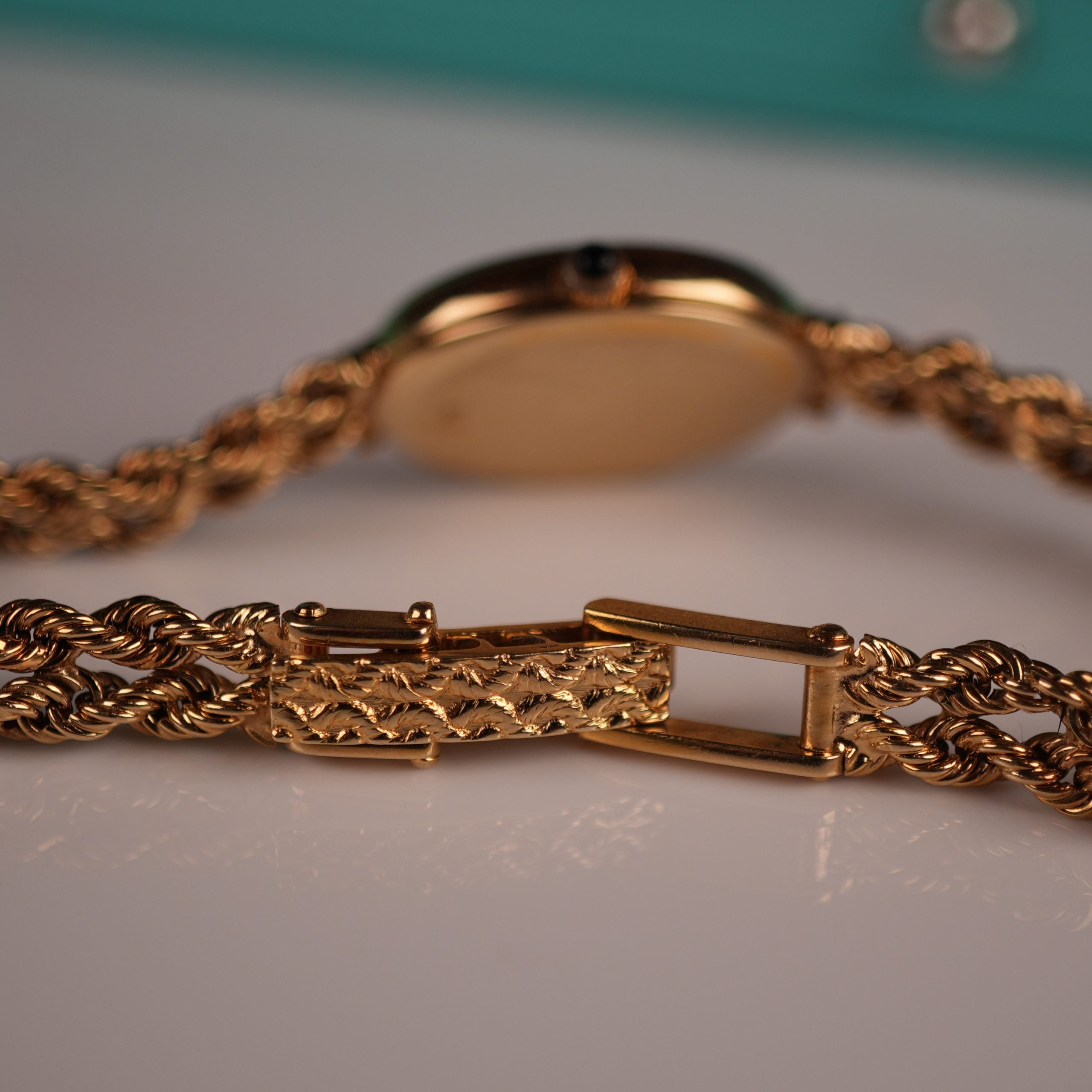 Tiffany & Co. 14k Solid Gold Ladies Oval Watch Roman Dial with Original Boxes