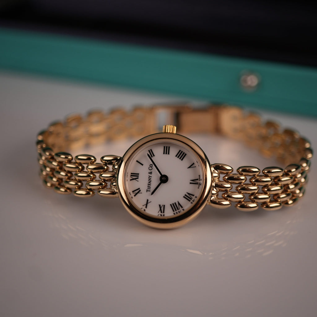 Tiffany & Co. 14k Solid Gold Ladies Watch Roman Dial with Original Boxes